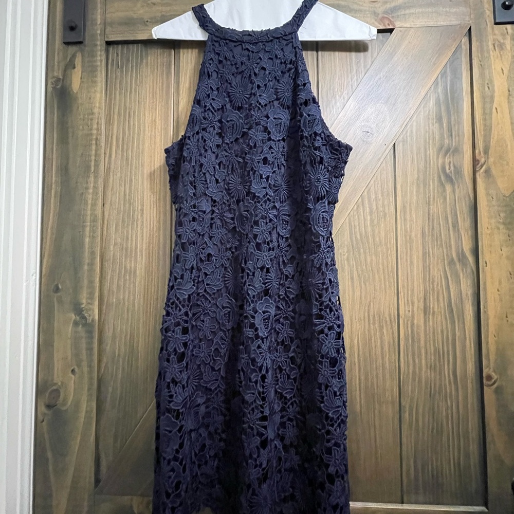 Lulu's Midnight Blue Lace Backless Dress
